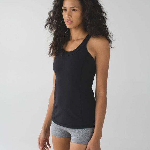 lululemon athletica Tops - Lululemon Enhearten Tank Top Black Luon Fabric Built In Bra Size 6 Athleisure